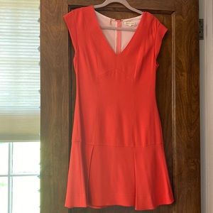 Rebecca Taylor size 6 tangerine colored pleated dress.